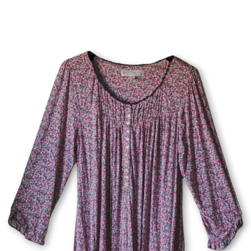 Eileen West SOFT Modal Queen Annes Lace RUFFLED HEM Floral Waltz‎ Nightgown Sz S - Picture 5 of 10